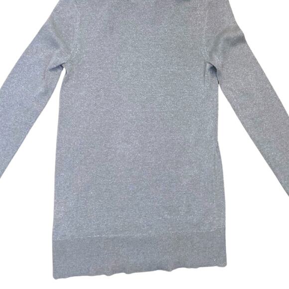 Michael Kors Turtleneck Cowl Long Sleeve Metallic Silver Gray Sweater Small - Picture 6 of 11